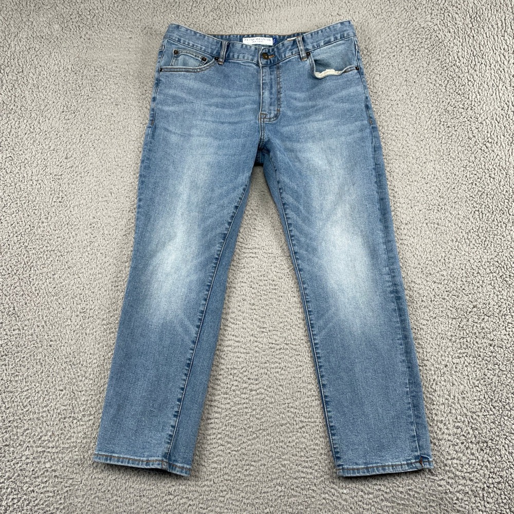 Peter Manning Jeans Mens 33x26 Blue Standard Fit Straight Leg Stretch Denim